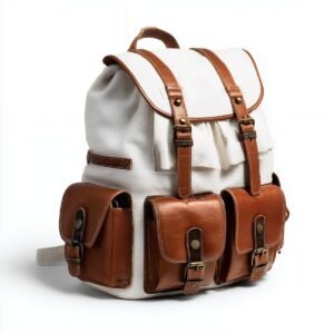 ai generated, backpack, leather, canvas, vintage, rucksack, bag, travel, brown, beige, retro, adventure, outdoors, hiking, fashion, accessory, luggage, buckle, pockets, classic, durable, storage, nature, expedition, carry, authentic